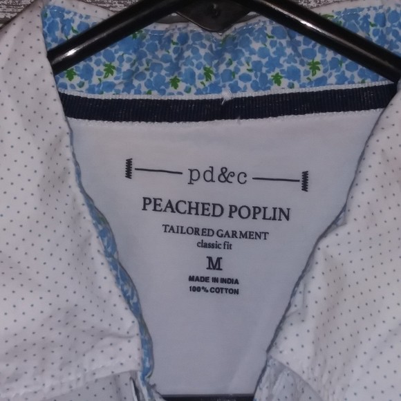 Short Sleeve Shirt Mens Adult Size M Peached Poplin Tailored Metal Button Front - Picture 2 of 9